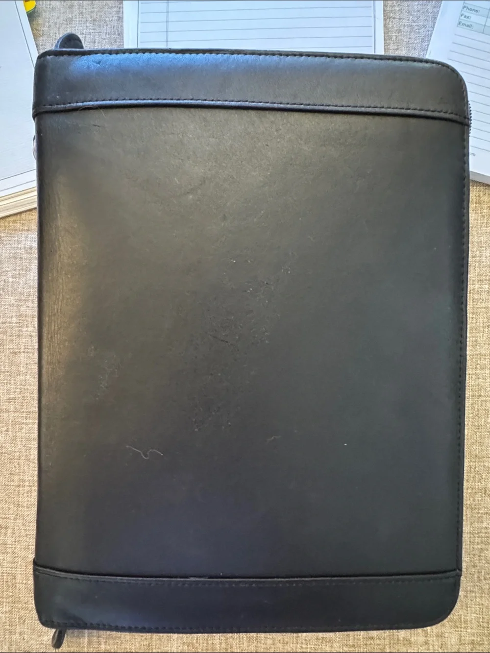 VTG Daytimer Black Leather Organizer 10 3/4” x 8” for Realtor/Business‎ MINT